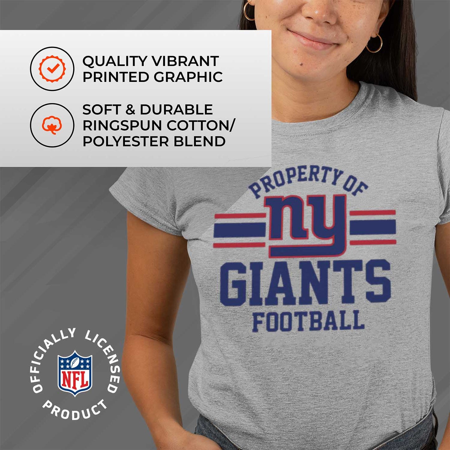 New York Giants NFL Women's Property Of Lightweight Plus Size T-Shirt - Sport Gray