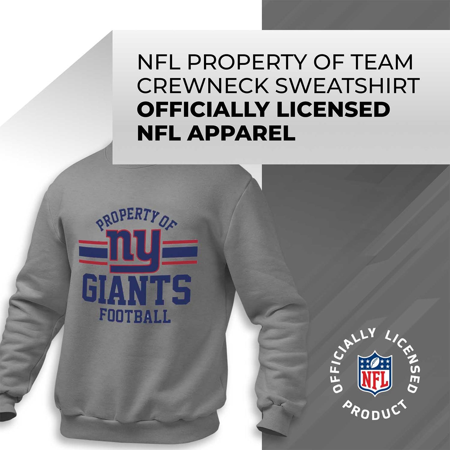 New York Giants NFL Adult Property Of Crewneck Fleece Sweatshirt - Sport Gray
