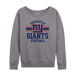 New York Giants NFL Womens Property of Lighweight Crew Neck - Sport Gray
