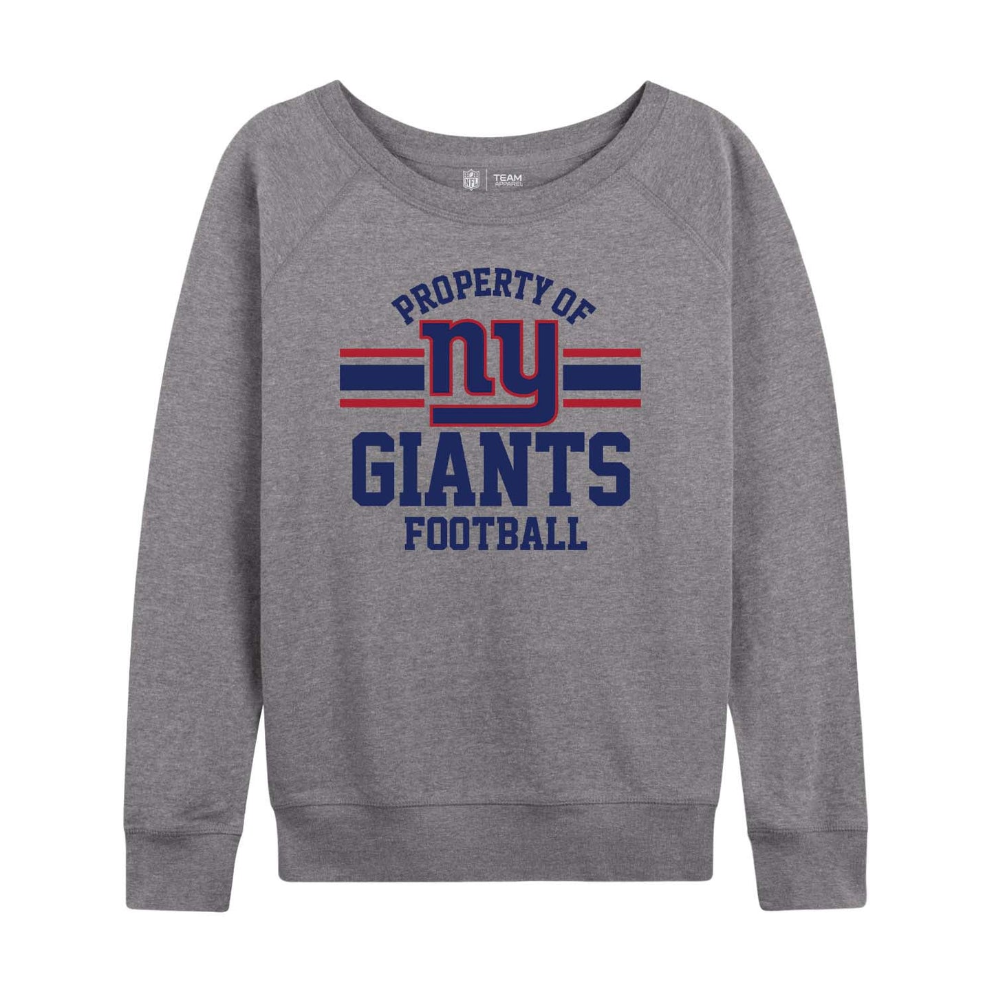 New York Giants NFL Womens Property of Lighweight Crew Neck - Sport Gray