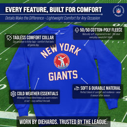 New York Giants NFL Adult Unisex Retro Gameday Ultra Soft Fleece Crewneck Sweatshirt - Royal