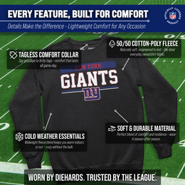 New York Giants NFL Adult Long Sleeve Team Block Charcoal Crewneck Sweatshirt - Charcoal