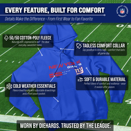 New York Giants Adult NFL Speed Stat Sheet Fleece Hooded Sweatshirt - Royal