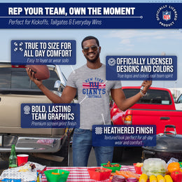 New York Giants NFL Adult Short Sleeve Team Stripe Tee - Sport Gray