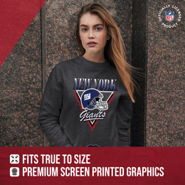 New York Giants NFL Womens Retro Triangle Slouchy Crewneck - Heather Charcoal