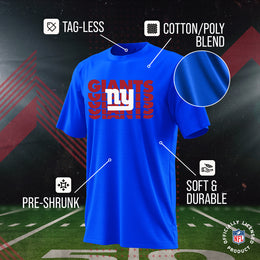 New York Giants NFL Youth Repeating Logo Football T-Shirt Unisex Tag Free Comfortable - Royal