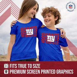 New York Giants NFL Youth Repeating Logo Football T-Shirt Unisex Tag Free Comfortable - Royal