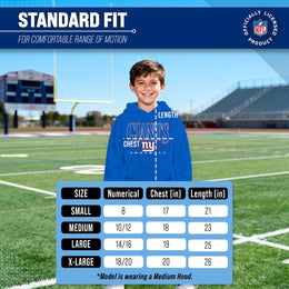 New York Giants NFL Youth Overtime Blueprint Football Fleece Hooded Sweatshirt - Royal
