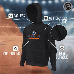 New York Islanders NHL Adult Heather Charcoal True Fan Hooded Sweatshirt Unisex - Charcoal