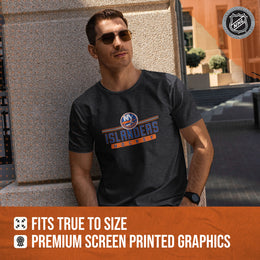 New York Islanders Adult NHL Heather Charcoal True Fan Hockey T-Shirt - Charcoal