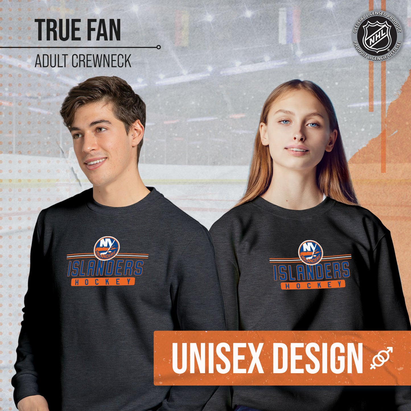 New York Islanders NHL Charcoal True Fan Crewneck Sweatshirt - Charcoal
