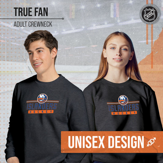 New York Islanders NHL Charcoal True Fan Crewneck Sweatshirt - Charcoal