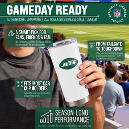 New York Jets NFL 20oz Gameday Stainless Steel Tumbler - White