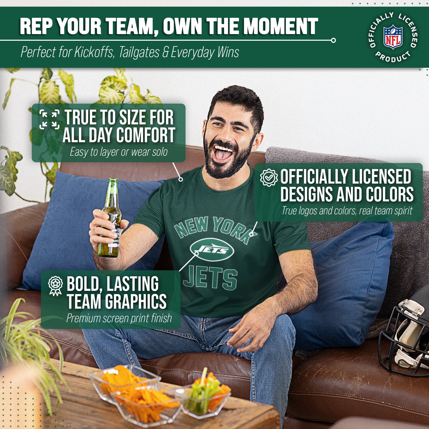 New York Jets NFL Adult Gameday T-Shirt - Forest Green