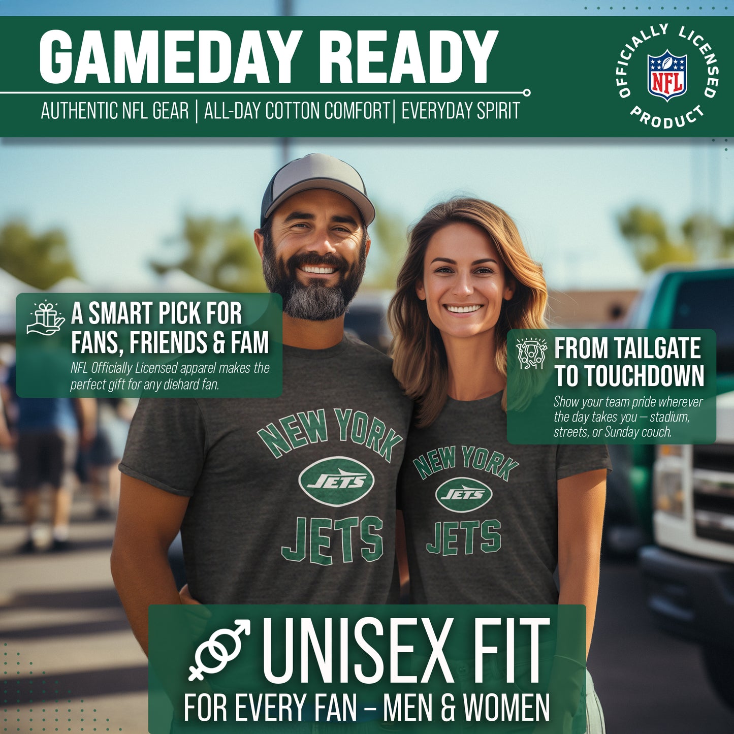 New York Jets NFL Adult Gameday T-Shirt - Gray