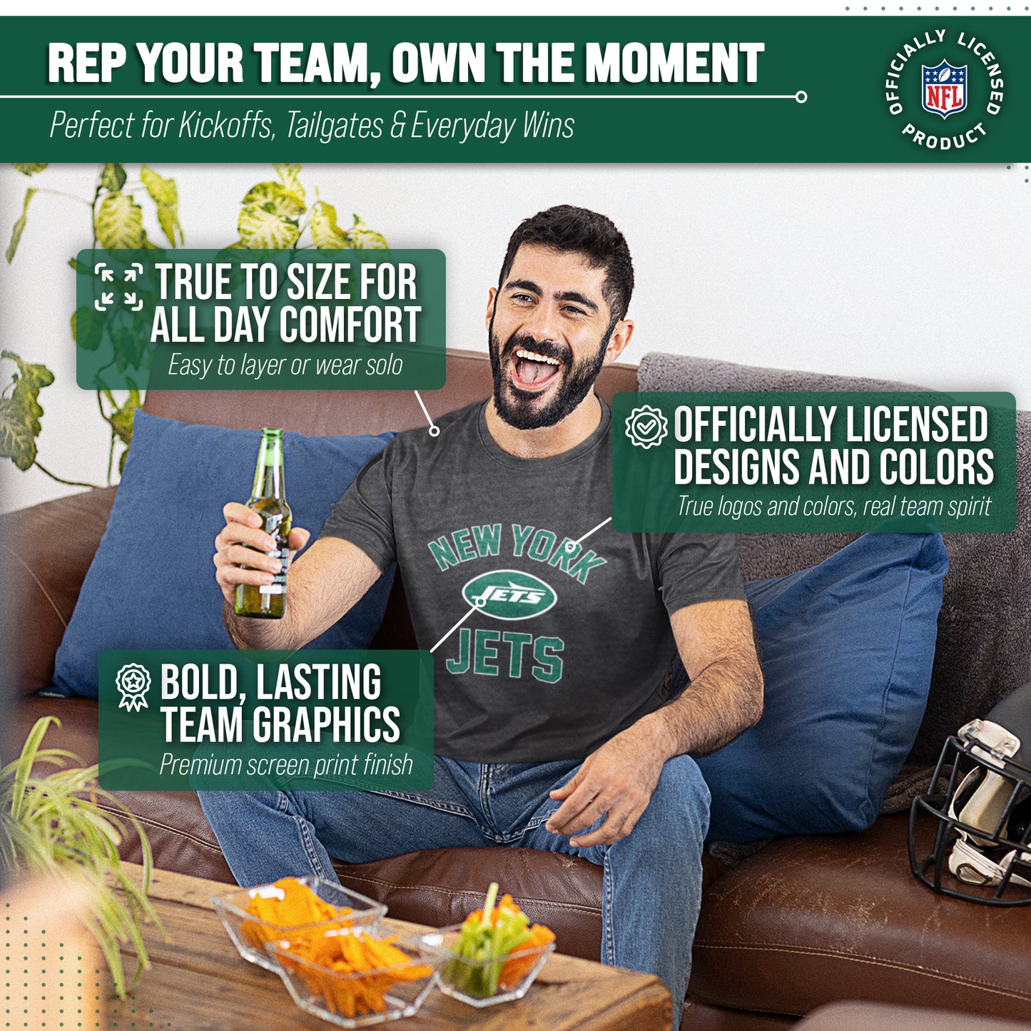 New York Jets NFL Adult Gameday T-Shirt - Gray