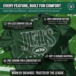 New York Jets NFL Adult Overtime Blueprint Tag-Less T-Shirt - Forest Green