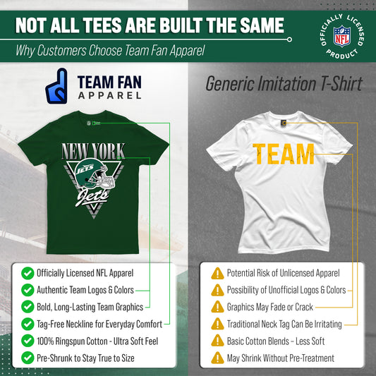 New York Jets NFL Adult Retro Triangle Unisex T-Shirt - Forest Green