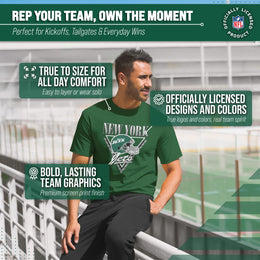 New York Jets NFL Adult Retro Triangle Unisex T-Shirt - Forest Green