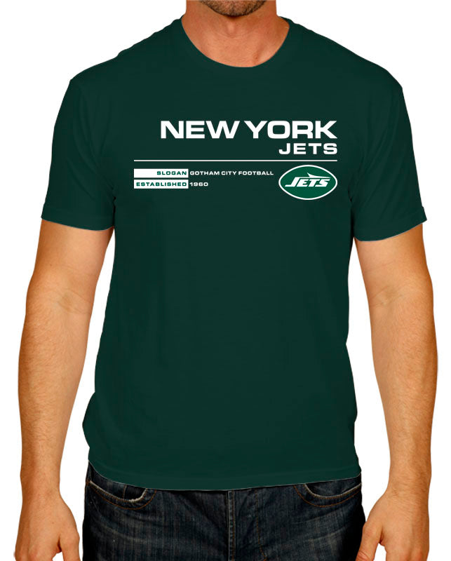New York Jets Adult NFL Speed Stat Sheet T-Shirt - Forest Green