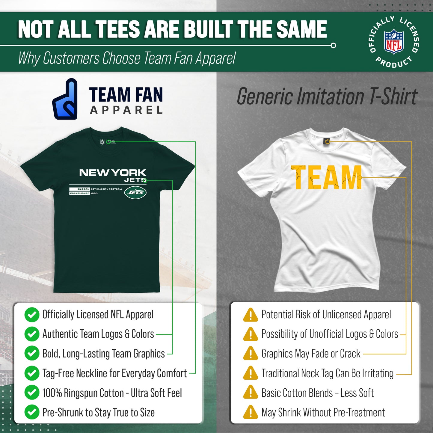 New York Jets Adult NFL Speed Stat Sheet T-Shirt - Forest Green