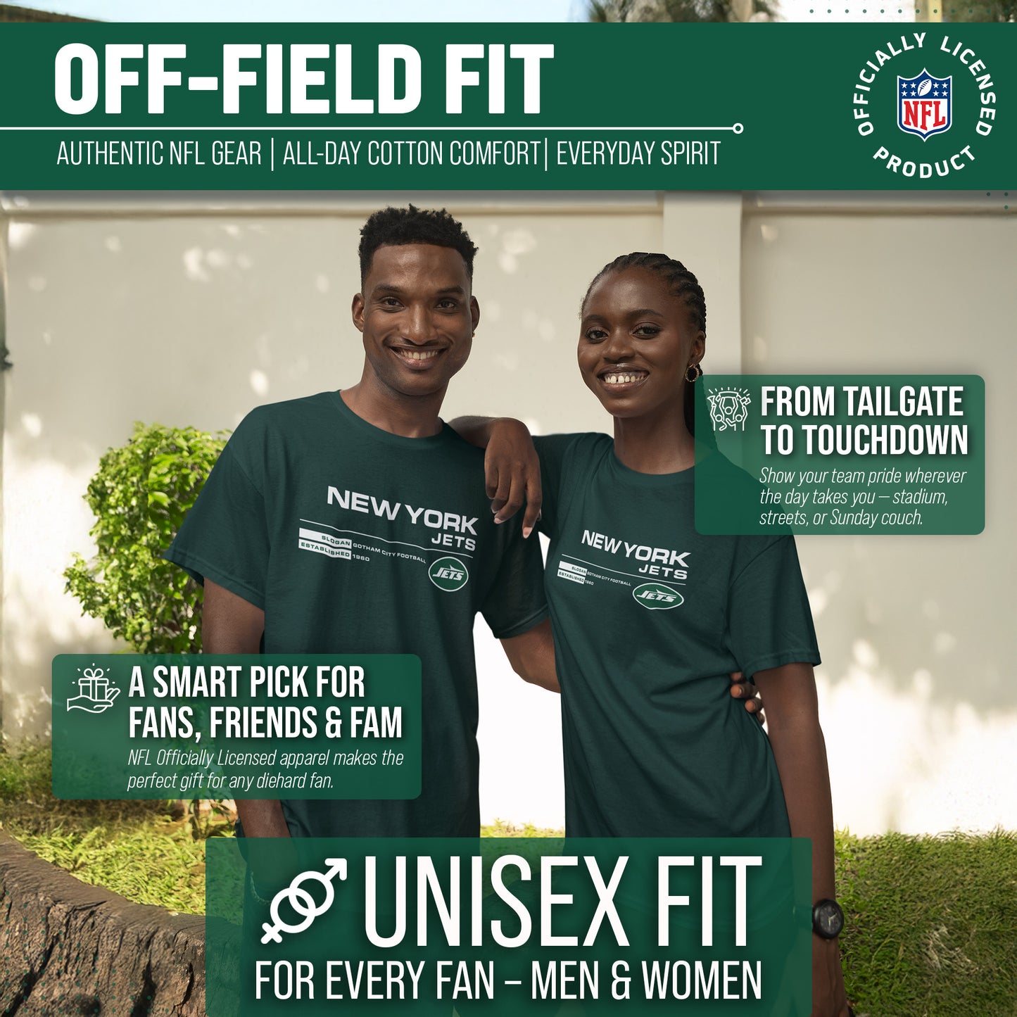 New York Jets Adult NFL Speed Stat Sheet T-Shirt - Forest Green