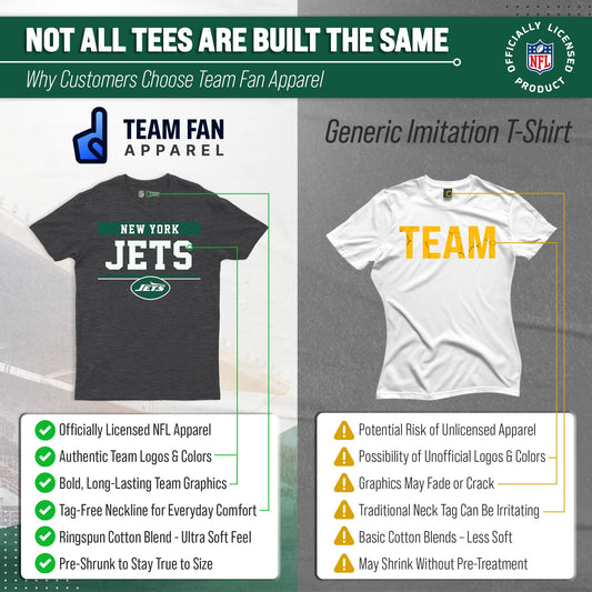 New York Jets NFL Adult Team Block Tagless T-Shirt - Charcoal