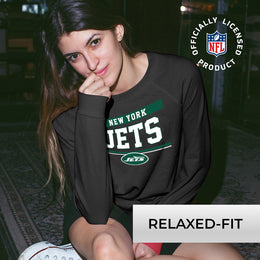 New York Jets NFL Womens Charcoal Crew Neck Football Apparel - Charcoal