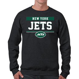 New York Jets NFL Adult Long Sleeve Team Block Charcoal Crewneck Sweatshirt - Charcoal