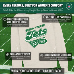 New York Jets NFL Womens Vintage Charm Slouchy Crewneck - Birch