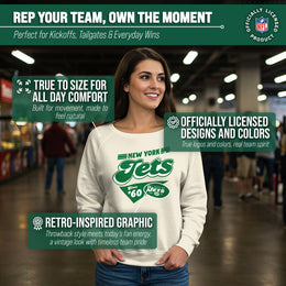 New York Jets NFL Womens Vintage Charm Slouchy Crewneck - Birch
