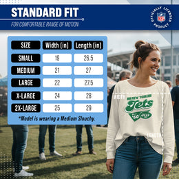 New York Jets NFL Womens Vintage Charm Slouchy Crewneck - Birch