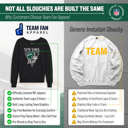 New York Jets NFL Womens Retro Triangle Slouchy Crewneck - Heather Charcoal