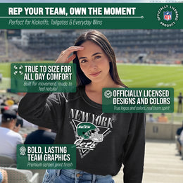 New York Jets NFL Womens Retro Triangle Slouchy Crewneck - Heather Charcoal