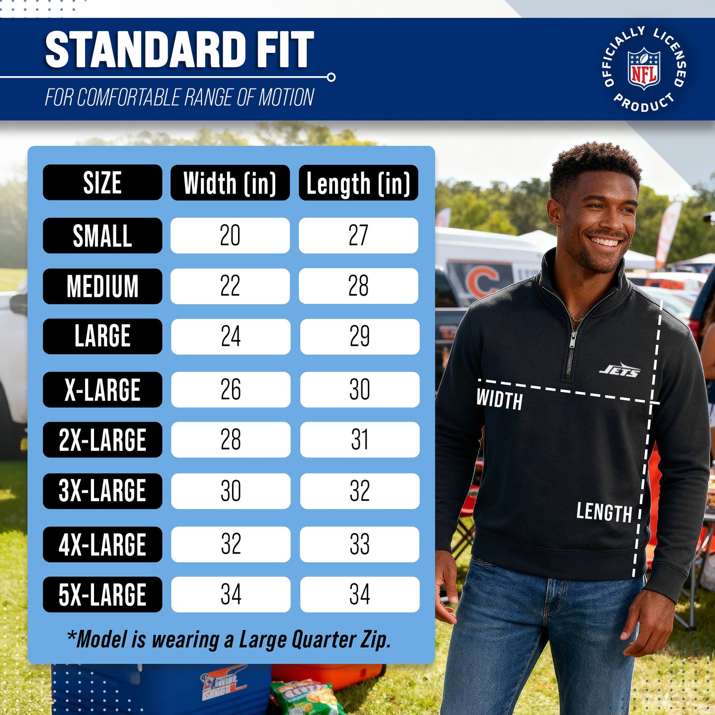 New York Jets NFL Adult Unisex Team Logo Quarter Zip Pullover Sweatshirt - Black