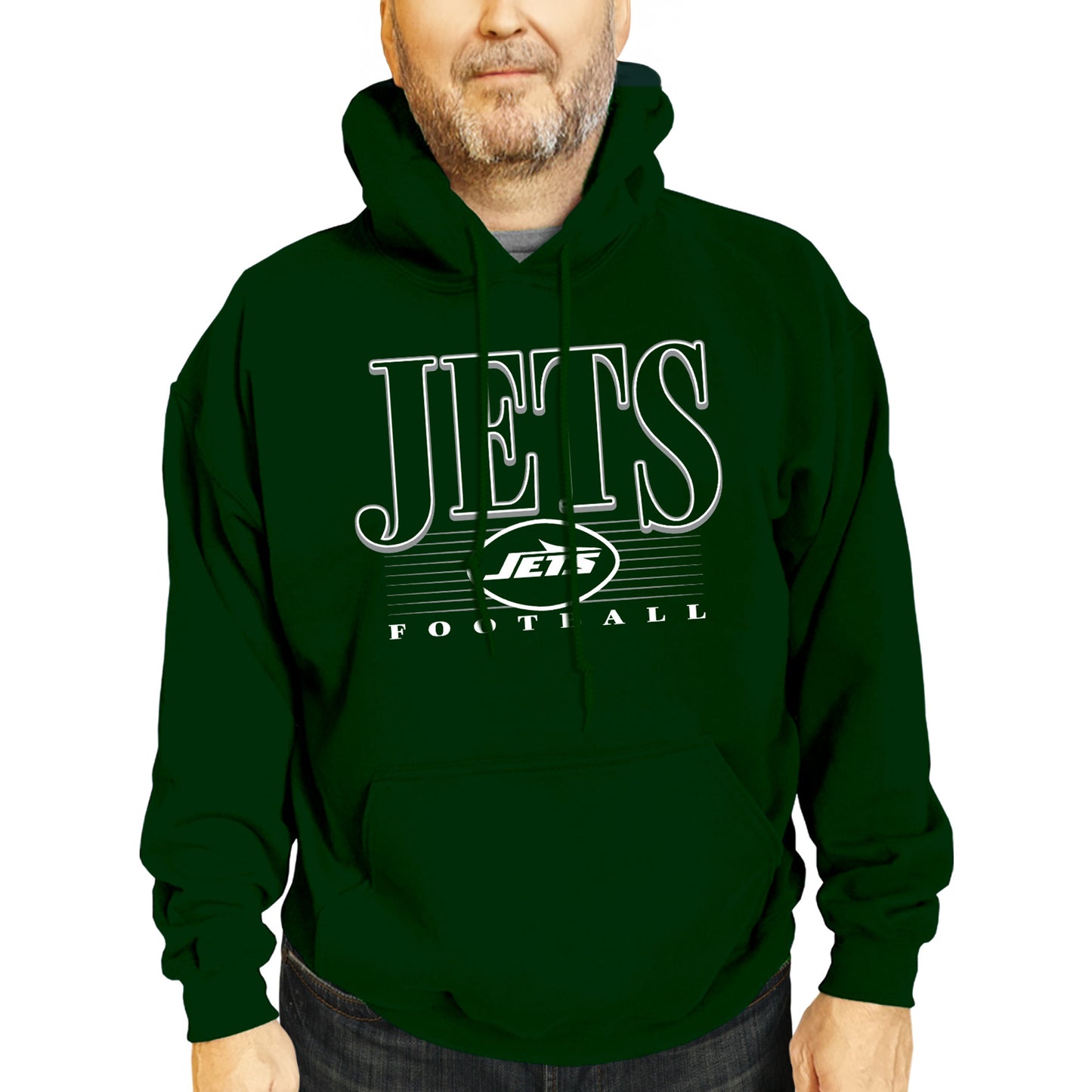 New York Jets NFL Adult Unisex Overtime Blueprint Soft Fleece Hooded Sweatshirt - Black