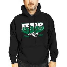 New York Jets NFL Adult Unisex Vintage Block Ultra Soft Fleece Hooded Sweatshirt - Black