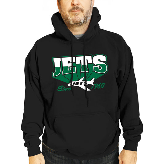 New York Jets NFL Adult Unisex Vintage Block Ultra Soft Fleece Hooded Sweatshirt - Black