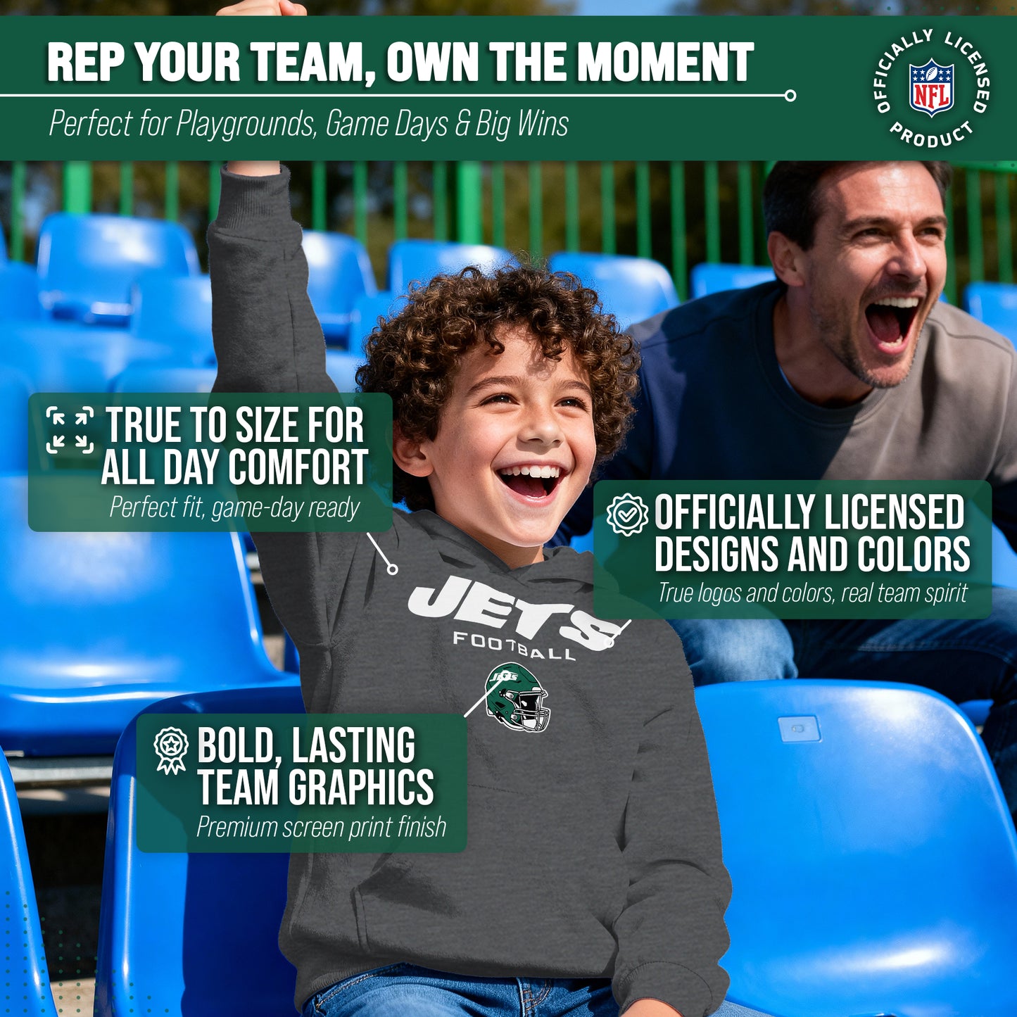 New York Jets NFL Youth Football Helmet Hood - Charcoal