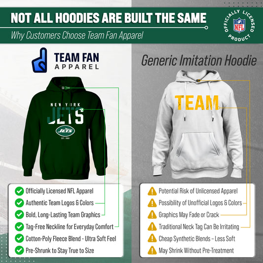 New York Jets Adult NFL Diagonal Fade Fleece Hooded Sweatshirt - Forest Green