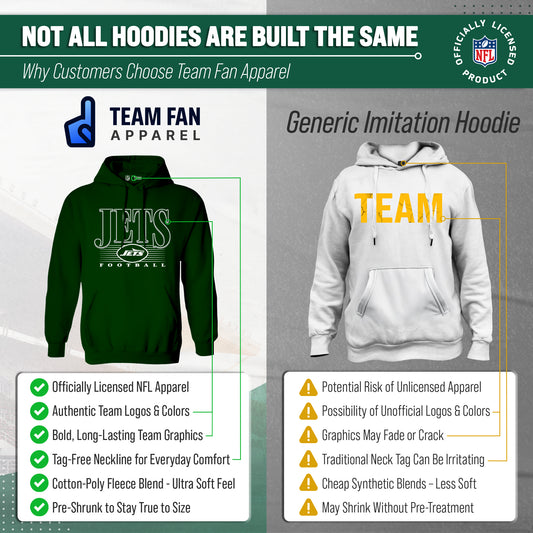 New York Jets NFL Adult Unisex Overtime Blueprint Soft Fleece Hooded Sweatshirt - Black