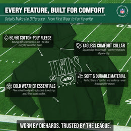 New York Jets NFL Adult Unisex Overtime Blueprint Soft Fleece Hooded Sweatshirt - Black