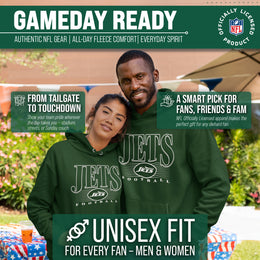 New York Jets NFL Adult Unisex Overtime Blueprint Soft Fleece Hooded Sweatshirt - Black