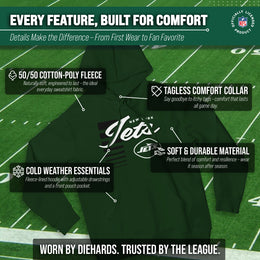 New York Jets NFL Adult Unisex Retro Script Ultra Soft Fleece Hooded Sweatshirt - Forest Green