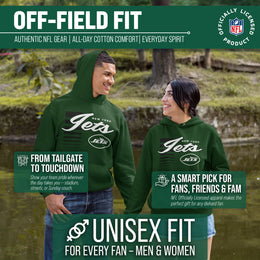 New York Jets NFL Adult Unisex Retro Script Ultra Soft Fleece Hooded Sweatshirt - Forest Green