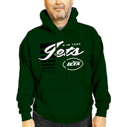 New York Jets NFL Adult Unisex Retro Script Ultra Soft Fleece Hooded Sweatshirt - Forest Green