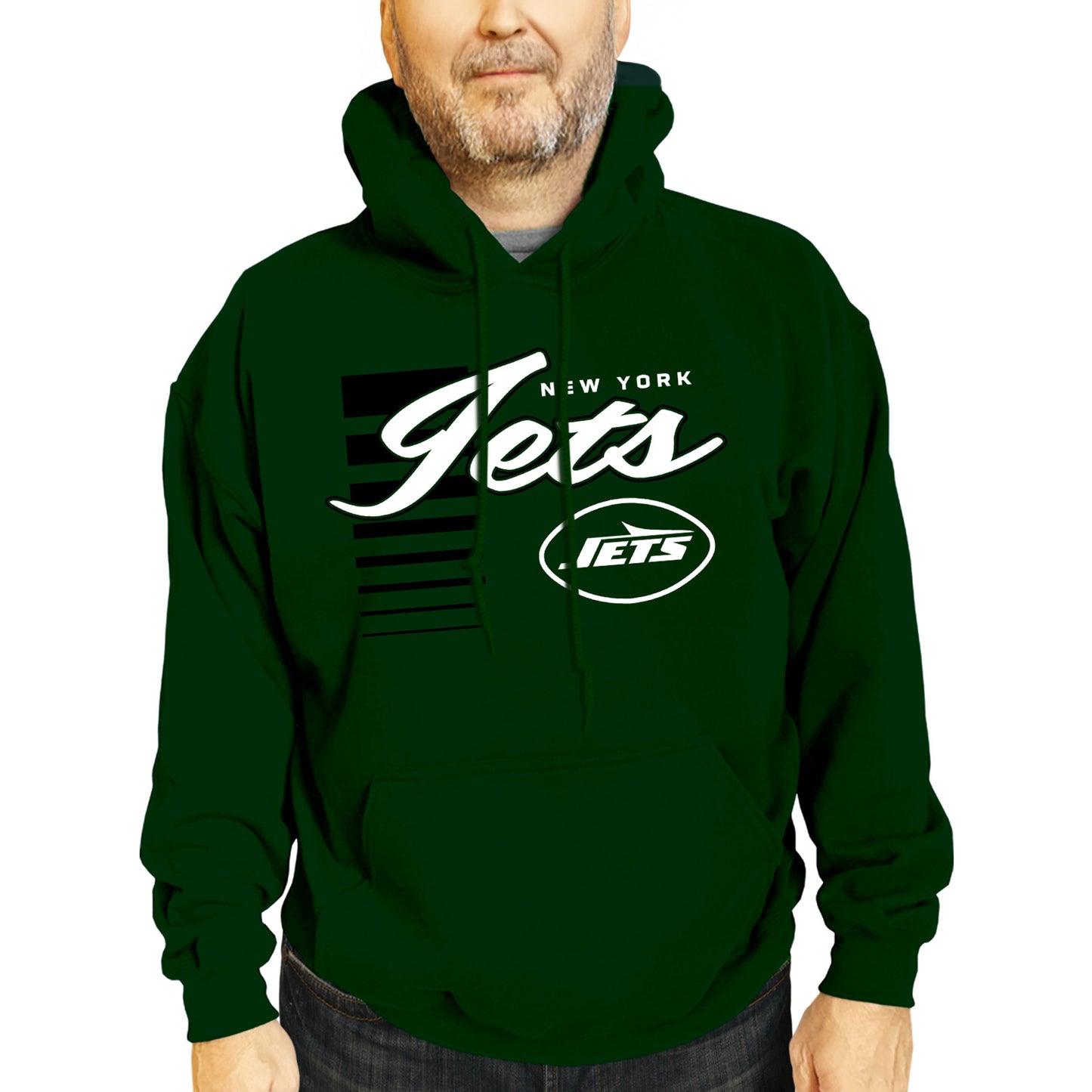 New York Jets NFL Adult Unisex Retro Script Ultra Soft Fleece Hooded Sweatshirt - Forest Green
