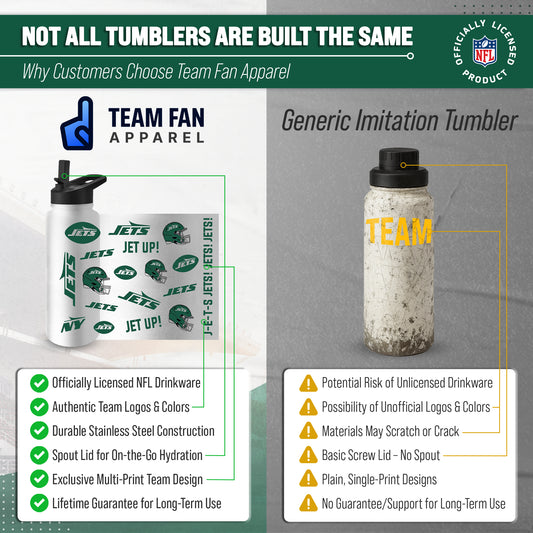 New York Jets NFL 34Oz Native Quencher Water Bottle - White
