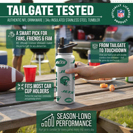 New York Jets NFL 34Oz Native Quencher Water Bottle - White