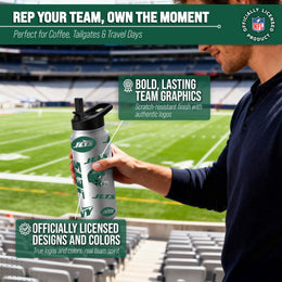 New York Jets NFL 34Oz Native Quencher Water Bottle - White
